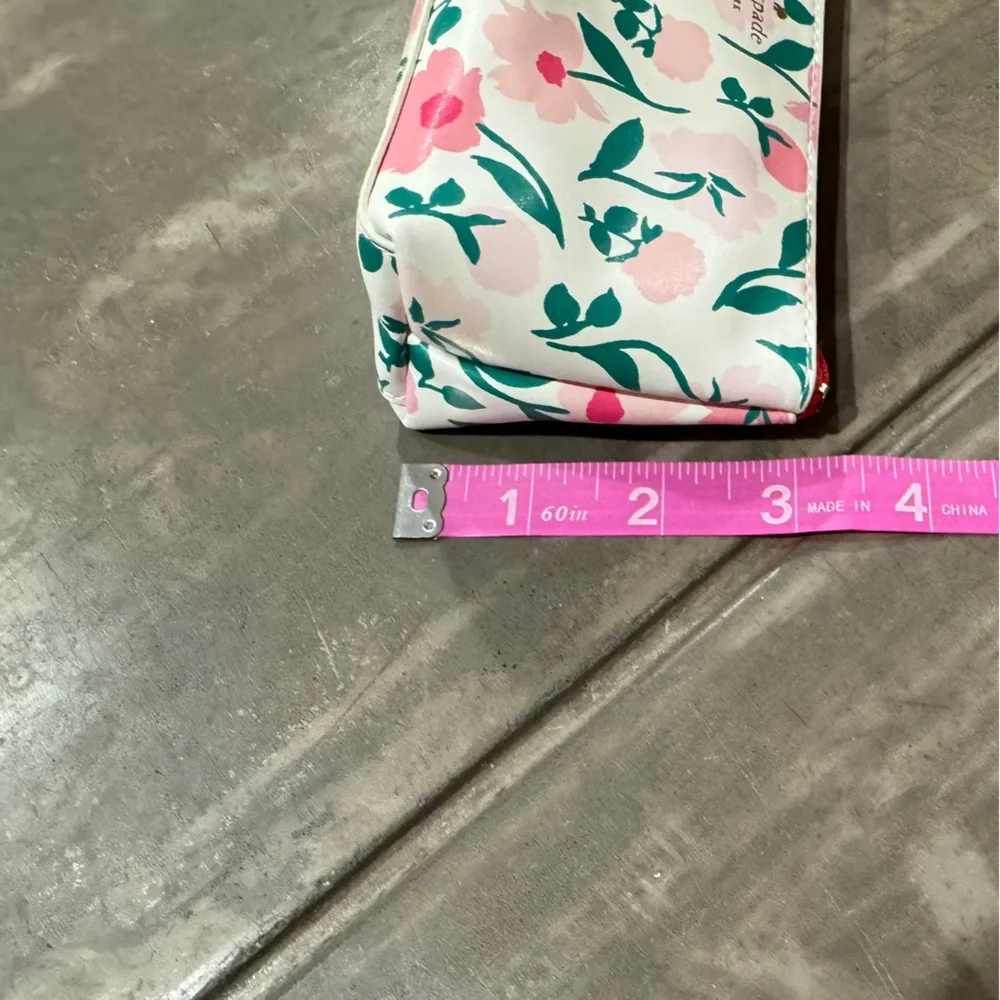 Kate Spade Pink & Green Floral pencil pouch, includes ruler Eraser, & sharpener.